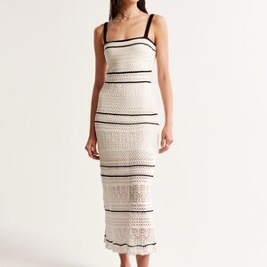 Abercrombie & Fitch Black and Cream Midi Dress